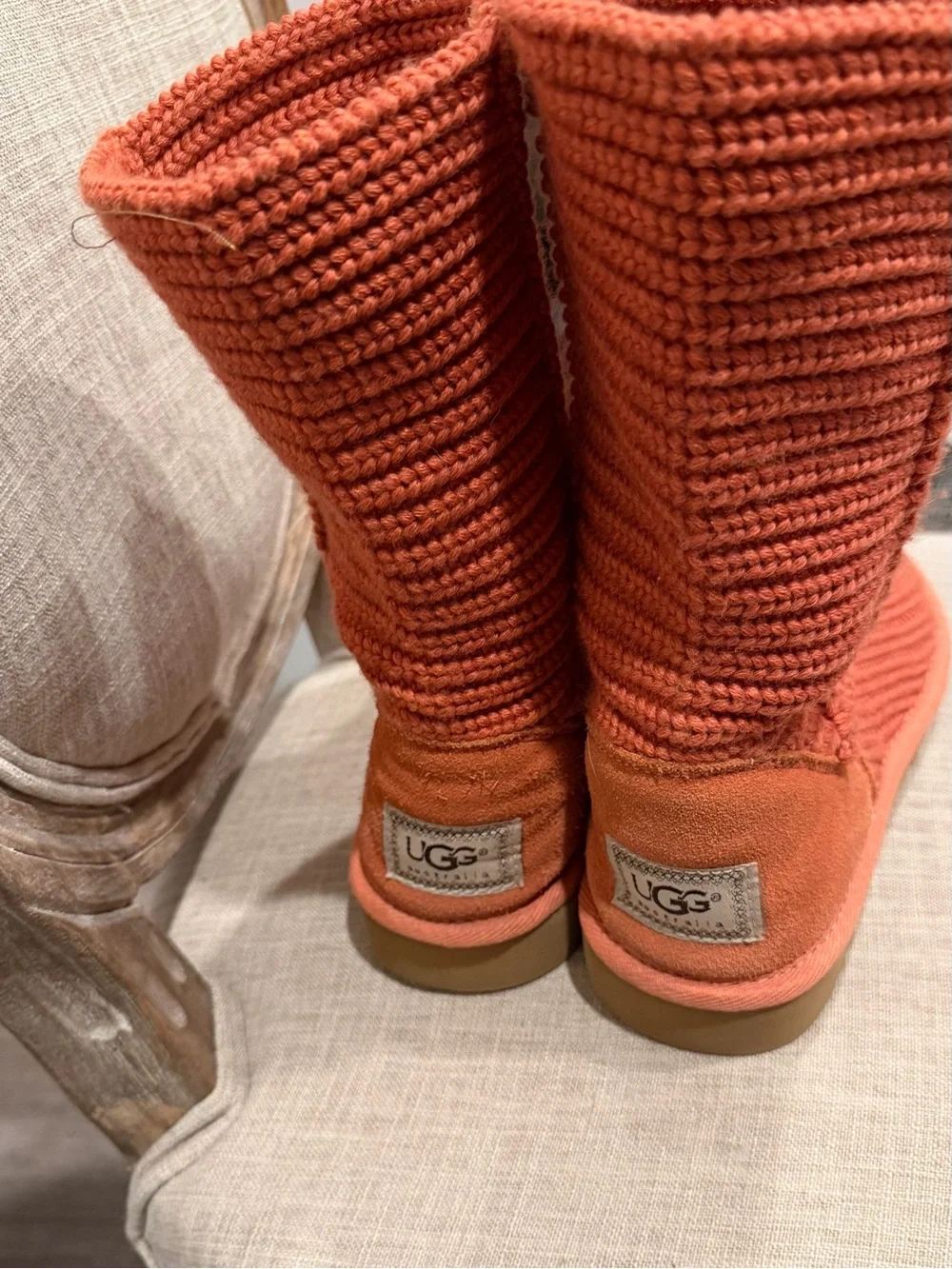 UGG Orange Knit Slipper Boots - Picture 5 of 8